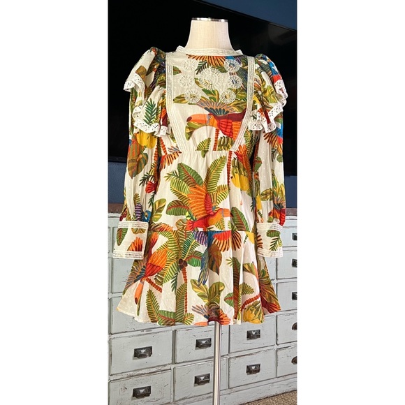 Farm Rio Forest Birds Mini Dress XS - Picture 10 of 13